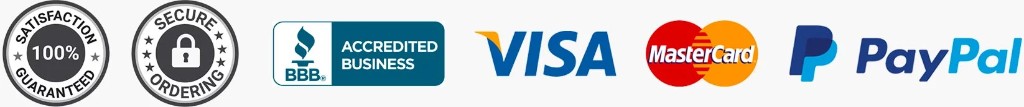 Payment and security: Satisfaction Guaranteed, Secure Ordering, BBB, Visa, Mastercard, PayPal